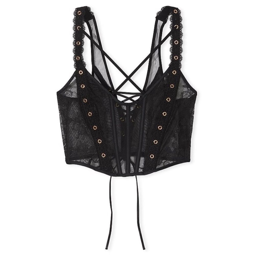 Victoria's Secret Black Lace Corset Bra